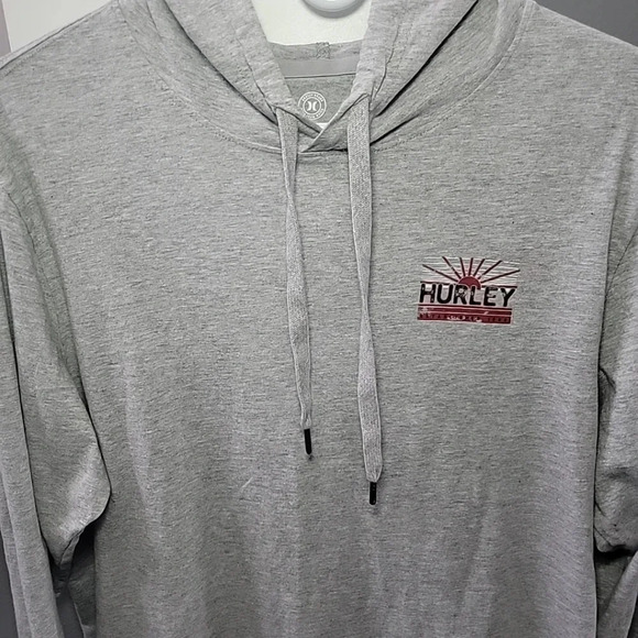Hurley Men's Long Sleeve Hooded Graphic Tee Gray Size Large Comfort Quality - Picture 3 of 5